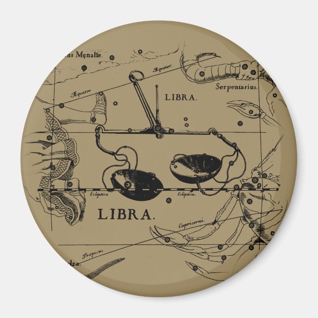 Aimant Constellation de librairie vintage style Hevelius (Devant)