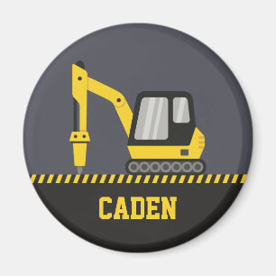 Aimant Construction Yellow Excavator Nom des enfants de r