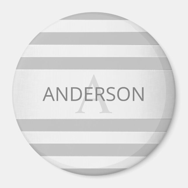 Aimant Contemporain Faux Silver Ombre Stripes & Grey (Devant)