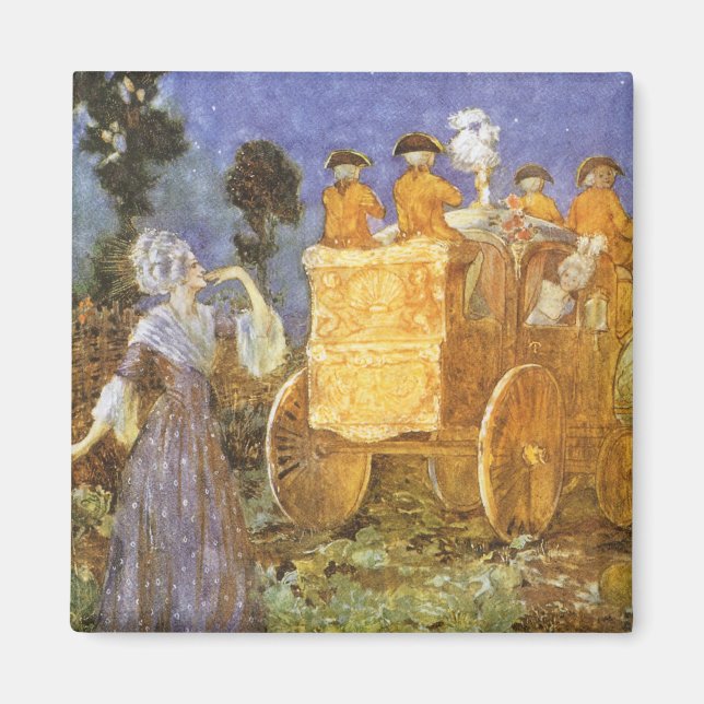 Aimant Contes de fées vintage Cendrillon et la fée marrai (Devant)