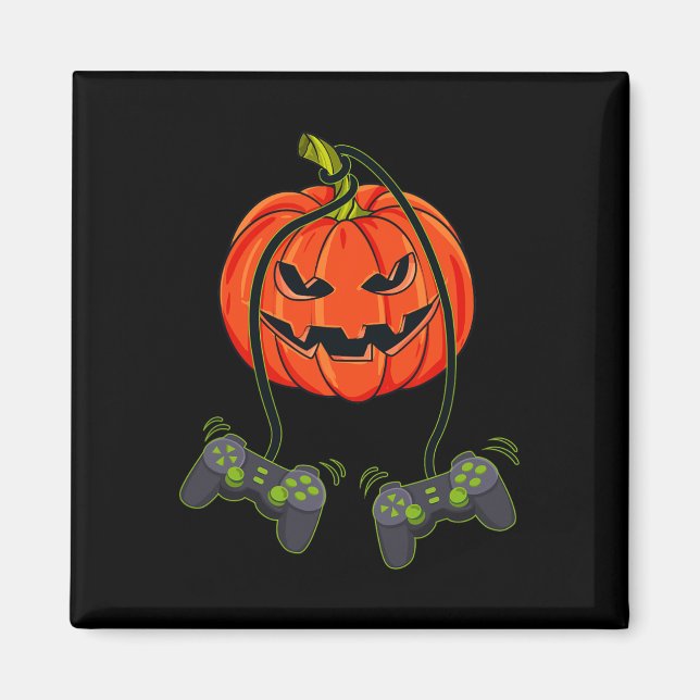 Aimant Contrôleurs Jack-o'-lantern Video Gamer Halloween  (Devant)