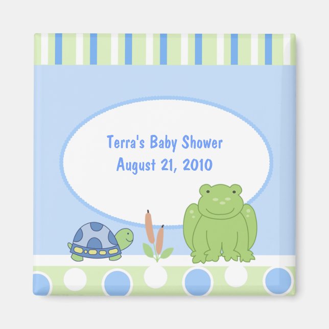 Aimant Convivial grenouille & tortue Baby shower Favorise (Devant)