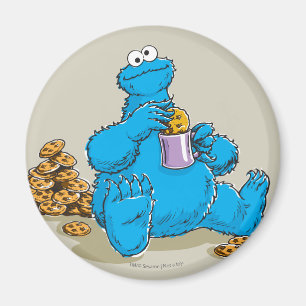 Aimant Cookie Monster Vintage mangeant des cookies
