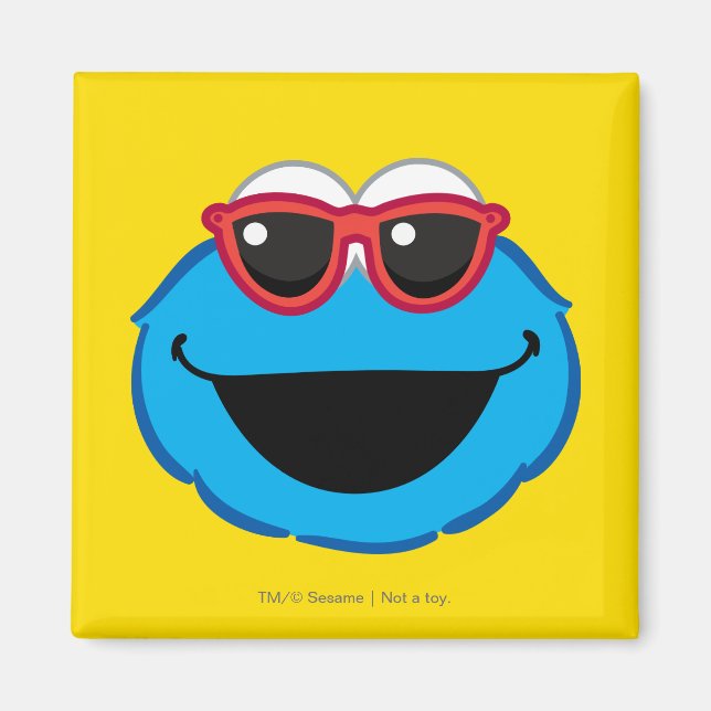 Aimant Cookie Souriant visage avec lunettes de soleil (Devant)