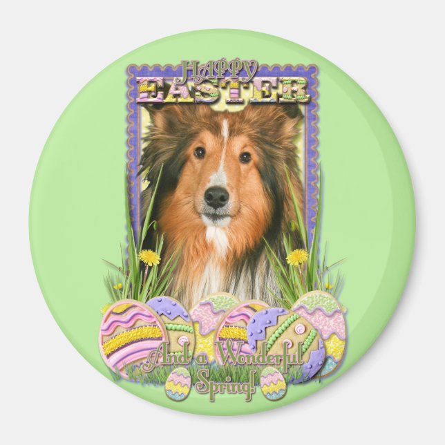 Aimant Cookies d'oeufs de Pâques - Sheltie (Devant)