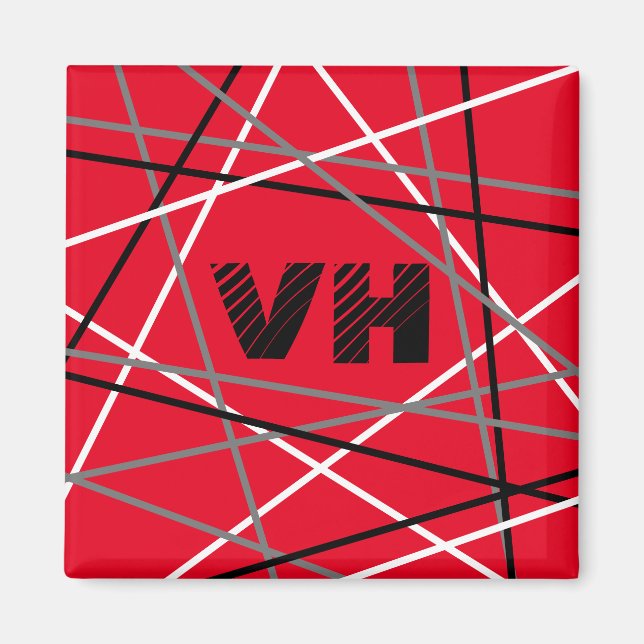 Aimant Cool Abstrait Rouge rayé Nom de la guitare Initial (Devant)