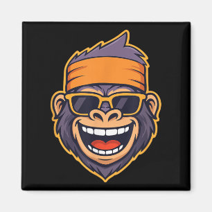 Aimant Cool Ape Gorilla Head Funky Monkey Retro Bandana C
