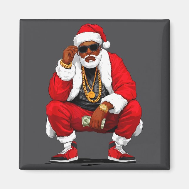 Aimant Cool Black Man Santa Claus Christmas African Ameri (Devant)