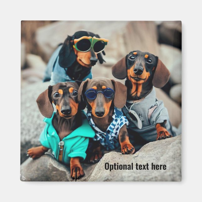 Aimant Cool Dachshund Gang Portant des lunettes de soleil (Devant)
