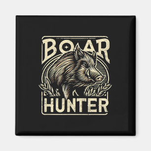 Aimant Cool de sanglier Retro Chasse de porc Mens Vintage