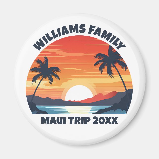 Aimant Cool de voyage sur mesure Sunrise Palm Trees (Devant)