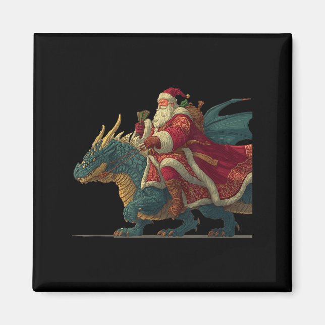 Aimant Cool Festive Dragon With Riding Santa Claus Look  (Devant)
