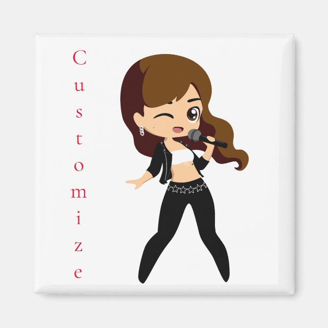 Aimant Cool fille chante Karaoke Thunder_Cove (Devant)