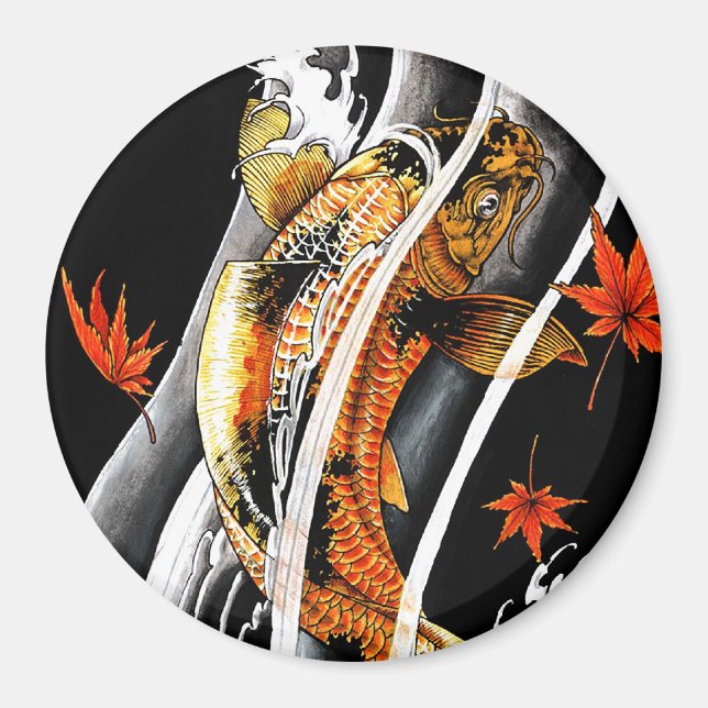 Aimant Cool Oriental Japonais Koi Lucky Carp Eau Encre (Devant)