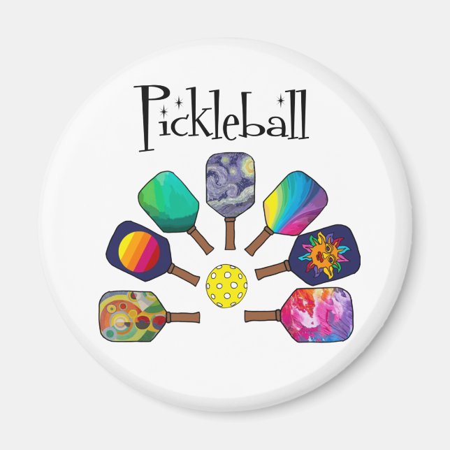 Aimant Cool Pickleball Paddle Sports Rainbow (Devant)