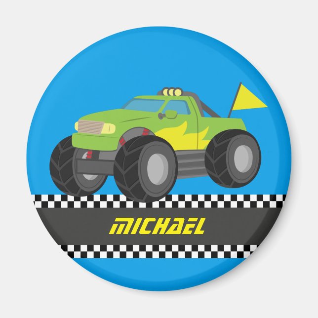 Aimant Cool Racing Green Monster Truck Personnalisé (Devant)