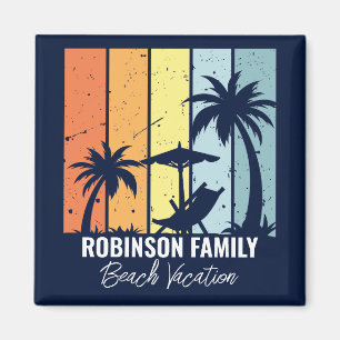 Aimant Cool Retro Beach Vacances Custom Navy Blue