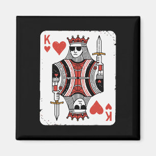 Aimant Cool Roi des Coeurs Valentines Jour Jouer Carte Po