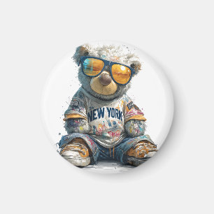Aimant Cool Teddy Bear dans les lunettes de soleil et une