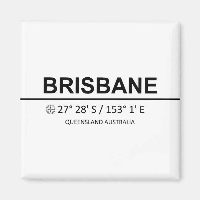 Aimant Coordonnées de Brisbane - Coordonnées de Brisbane (Devant)