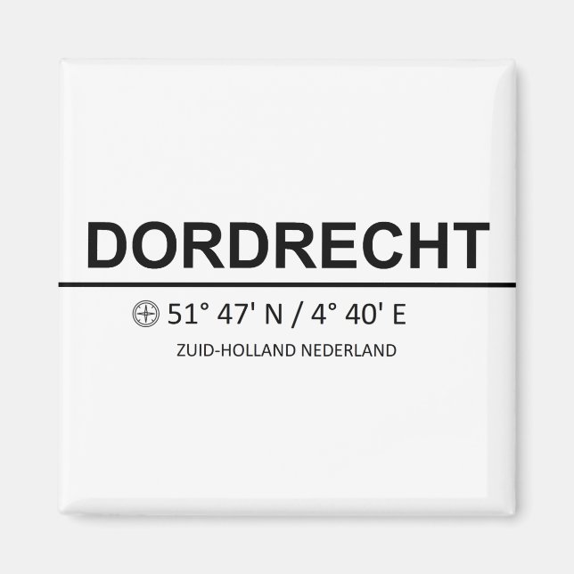 Aimant Coordonnées Dordrecht - Coordonnées Dordrecht (Devant)