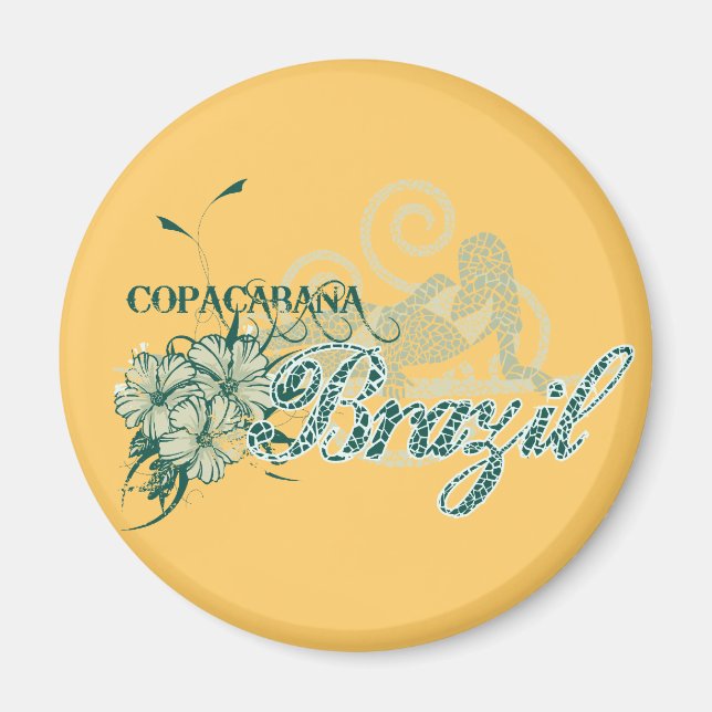 Aimant Copacabana Brésil Tshirts et cadeaux (Devant)