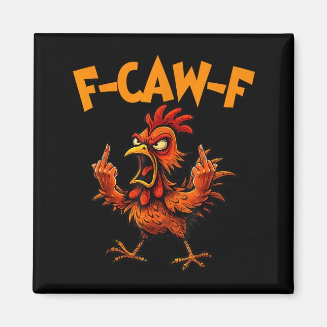 Aimant Coq drôle de poulet F Caw F Chuchoteur de poulet (Devant)