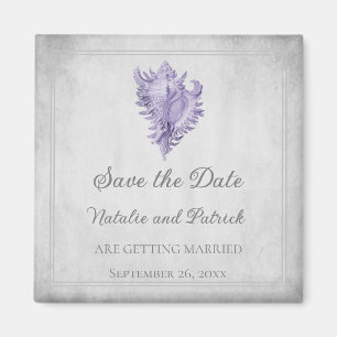 Aimant Coque conch violet Enregistrer l'aimant date