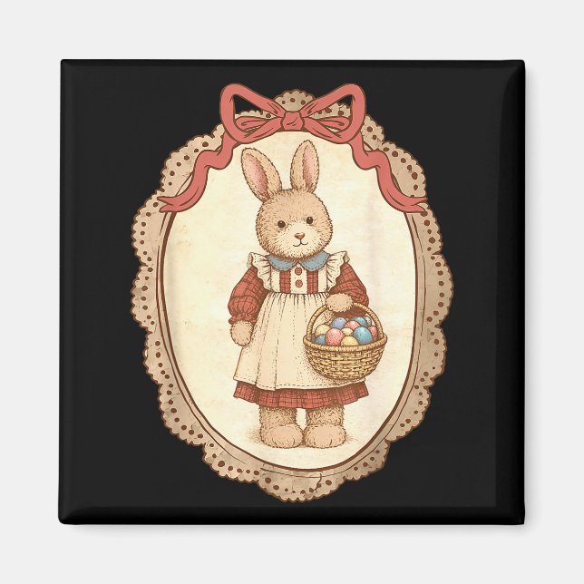 Aimant Coquette Bow Funny Bunny Eggs Rabbit Happy Easter  (Devant)