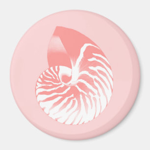 Aimant Coquille de Nautilus - corail rose et blanc