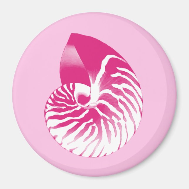 Aimant Coquille de Nautilus - fuchsia rose et blanc (Devant)