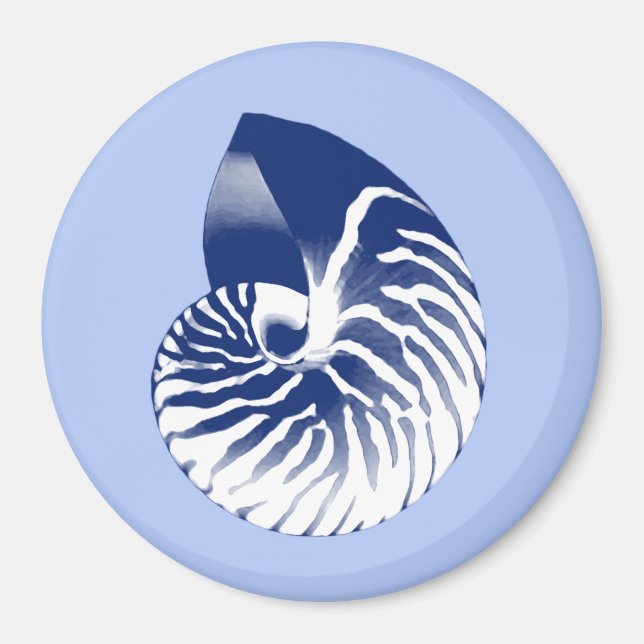 Aimant Coquille de Nautilus - marine, blanc & bleu clair (Devant)