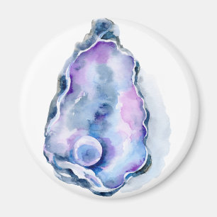 Aimant Coquille d'huître d'aquarelle avec la perle