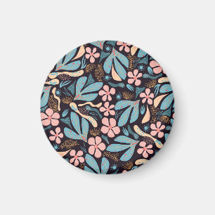 Aimant Coral Blue Floral Dark Print