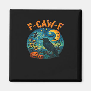 Aimant Corbeau F-Caw-F Drôle Halloween Gothique Carreaux