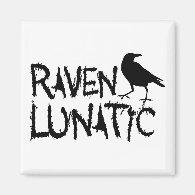 Aimant Corbeau noir lunatique (Devant)