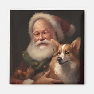 Aimant Corgi avec Noël Festif du Père Noël