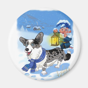 Aimant Corgi bleu merle