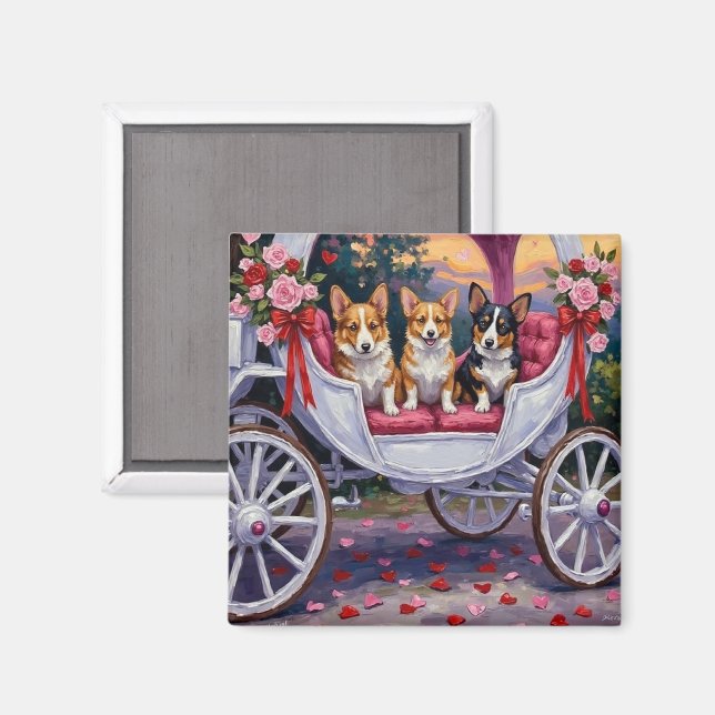 Aimant Corgi Chien Saint-Valentin  (Recto/Verso)