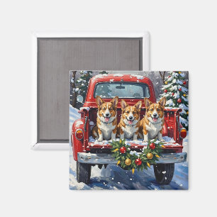 Aimant Corgi Noël Camion Rouge Fêtes