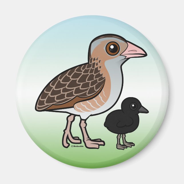 Aimant Corn Crake avec bébé (Devant)
