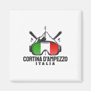 Aimant Cortina D'ampezzo Italie Station de Ski Rétro Ski
