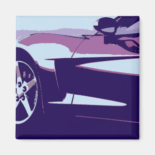 Aimant Corvette violette Pop Art