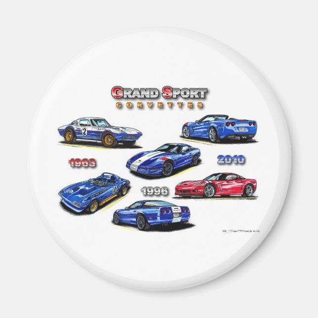 Aimant Corvettes Grand Sport 1963, 1996, 2010 (Devant)