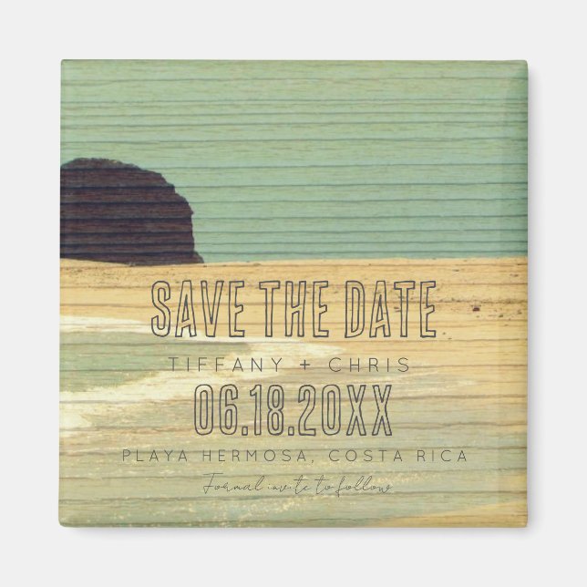 Aimant Costa Rica Beach Wedding Enregistrer la date (Devant)