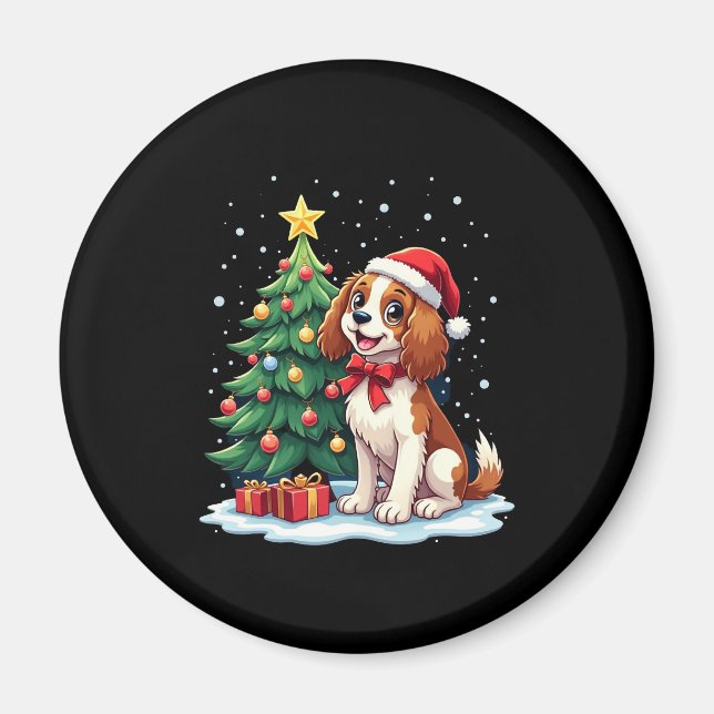 Aimant Costume de chien festif amusant avec Noël décoré (Devant)