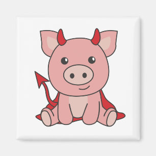 Aimant Costume de sorcière déviale de porc Halloween