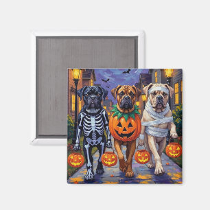 Aimant Costumes d'Halloween pour Bullmastiff allant cherc