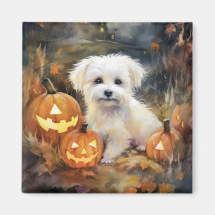 Aimant Coton De Tulear Halloween Avec Peur Citrouille