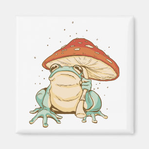 Aimant Cottagecore grenouille avec champignon